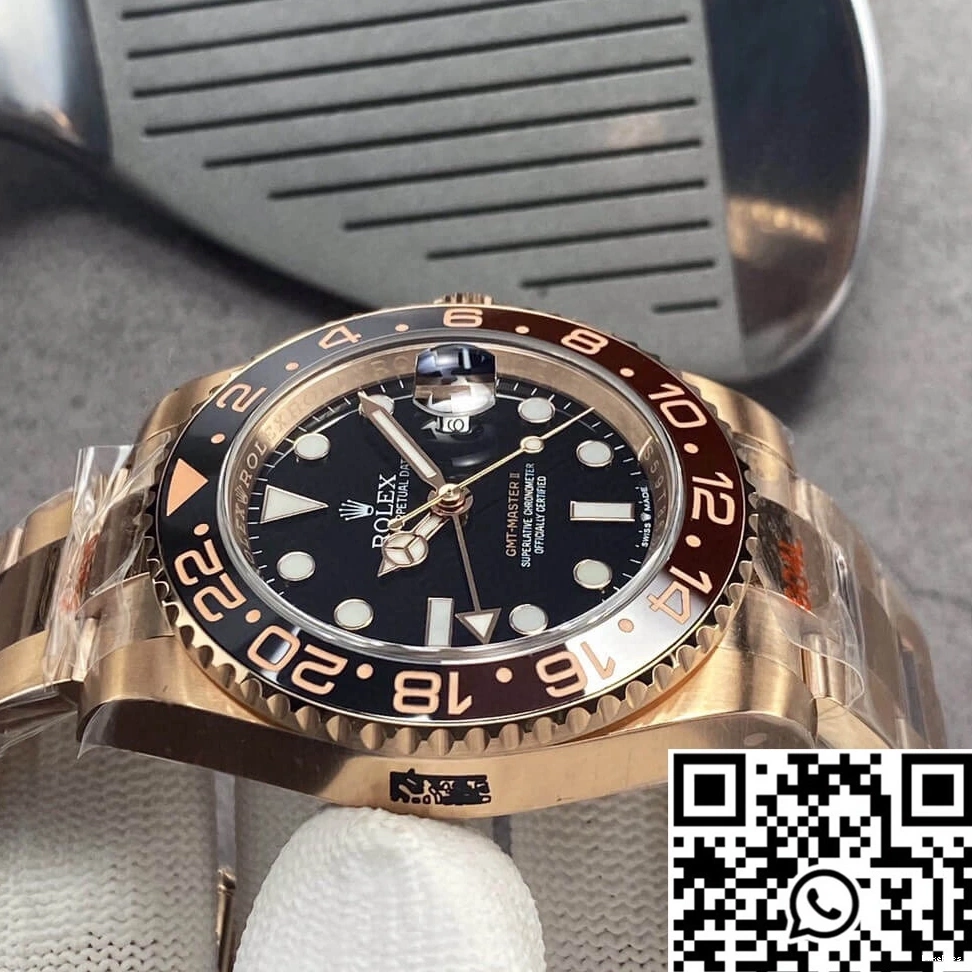 126715CHNR-0001 Dial GMT GM Gold Black Factory Master II Rose Rolex 1006